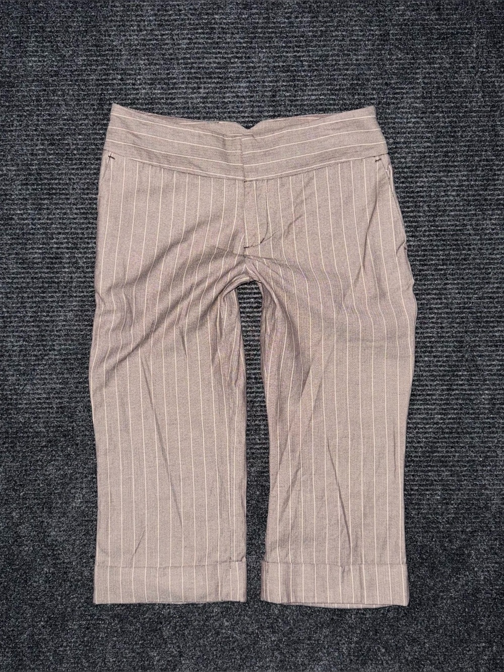 Vintage Merona Pinstriped Low Rise Cropped Cuffed Capris Y2K Sz 2 Wide Waistband